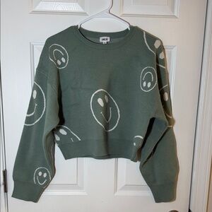 Green Smiley Face Sweater